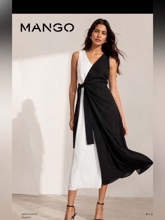 Mango Dresses & Skirts - NWT- Mango! Womens Black and white wrap dress, slimming and timeless size small